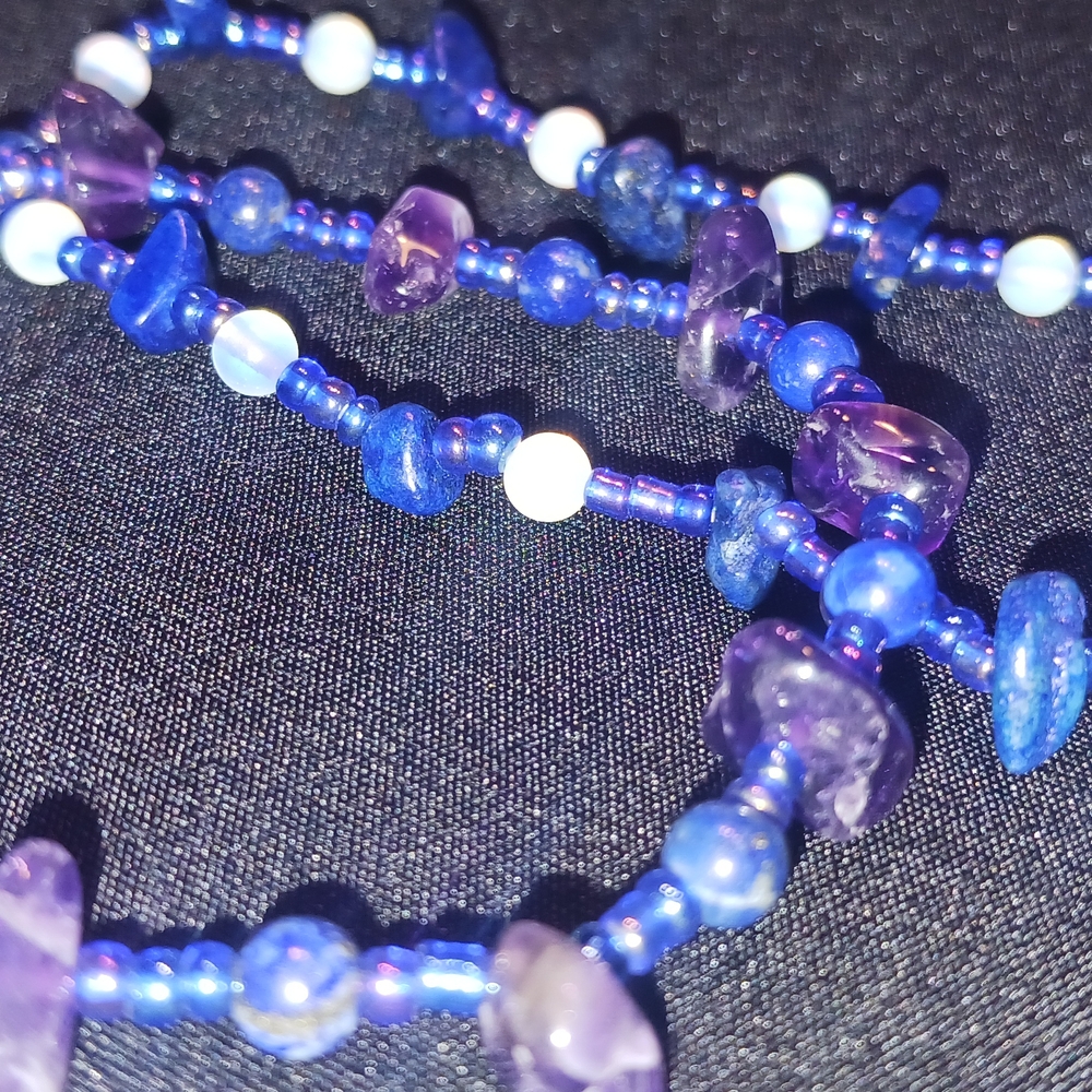 Blue and Purple Beaded Bracelet set